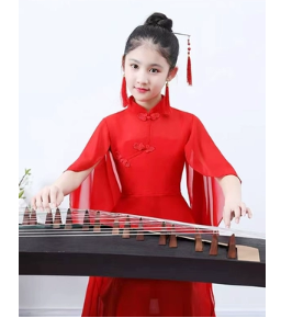 古筝演出服儿童旗袍飘逸中国风古典少儿舞蹈表演服装